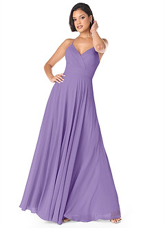 Azazie Avelina Bridesmaid Dresses Tahiti A-Line V-Neck Pleated Chiffon Dress image1