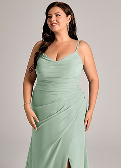 Azazie Deandra Bridesmaid Dresses Agave Mermaid Pleated Chiffon Dress image12