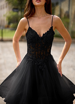 Spitze Noir Robe de bal en dentelle transparente image7
