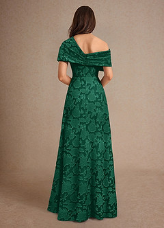 Azazie Milton Mother of the Bride Dresses Emerald A-Line Pleated Floral Burnout Dress image2