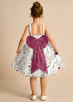 Azazie Peppa Robe Demoiselle D'honneur Fillette Robe Trapèze en Tulle Encolure en Forme de Cœur Ivoire Mûre image2