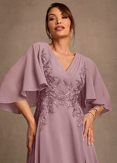 Azazie Tilda Abiti per la Madre della Sposa Abito A-Line in Chiffon Pizzo Rosa Polverosa image5