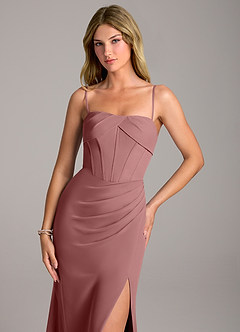 Azazie Chantel Bridesmaid Dresses Desert Rose Sheath Strapless Chiffon Convertible Dress image2