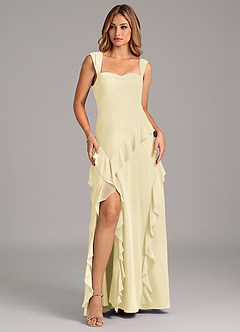 Azazie Sloane Bridesmaid Dresses Lemon Sorbet A-Line Sweetheart Neckline Chiffon Dress image1