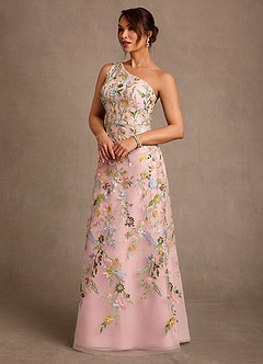 Azazie Bertie Mother of the Bride Dresses Powder Pink A-Line Lace Dress image3
