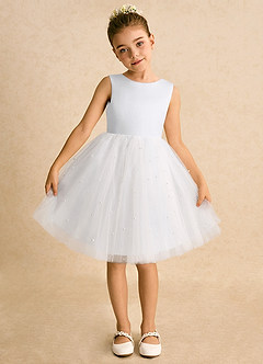 Azazie Esme Robe Demoiselle D'honneur Fillette Robe Princesse en Tulle Arc Blanc image6