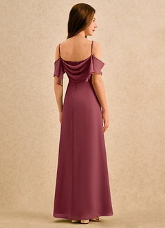 Azazie Pippy Girls Formal Robe Demoiselle D'honneur Fillette Robe Trapèze en Mousseline de soie Encolure en Forme de Cœur Merlot image6