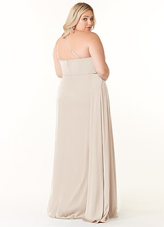 Azazie Maron Bridesmaid Dresses White Alabaster A-Line One Shoulder Stretch Satin Dress image9