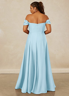 Christian Siriano Bridal for Azazie 1002 Bridesmaid Dresses Sky Blue A-Line Off the Shoulder Stretch Satin Convertible Dress image16