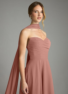 Azazie Ayla Abiti da Damigella Abito A-Line in Chiffon Scollo a Cuore Cedro Rosa image8