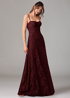 Azazie Valentine Bridesmaid Dresses Cabernet A-Line Sweetheart Neckline Floral Burnout Dress image4
