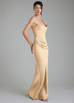 Azazie Sabrina Robes de demoiselle d'honneur Robe Sirène en Satin extensible Corset Champagne image8