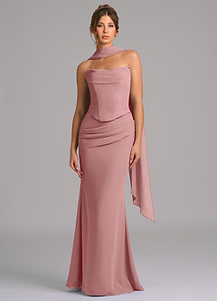 Azazie Sorrel Bridesmaid Dresses Dusty Rose Mermaid Corset Chiffon Dress image4
