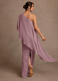 Azazie Wilma Mère de la mariée Robes Robe Fourreau en Blumen-Burnout Une épaule Rose Poussiéreuse image4
