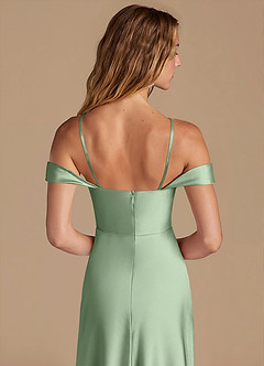 Azazie Jackalin Vestidos de damas de honor Vestido de Matcha de Satén Metálico de Corte en A Convertible con Vestidos sin tirantes image2