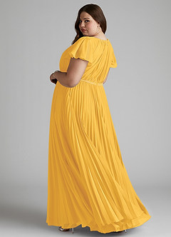 Azazie Kara Modest Bridesmaid Dresses A-Line Pleated Chiffon Floor-Length Dress image11
