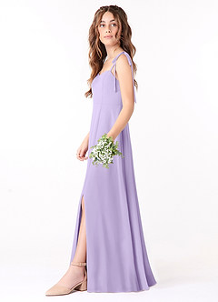 Azazie Rosey Junior Lilac A-Line Sweetheart Neckline Chiffon Dress image3