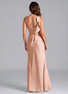 Azazie Driea Brudtärnklänningar Klä av Sjöjungfru i Stretch Satin Ena axeln Roséguld image2
