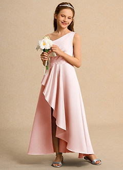 Azazie Taffy Junior Formal Flower Girl Klänningar Klä A-Line i Matt satäng Spets image4