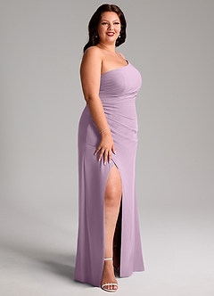 Azazie Eren Bridesmaid Dresses Wisteria Sheath One Shoulder Chiffon Dress image12