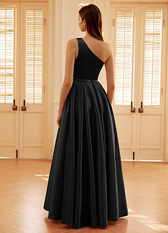 Millie Schwarz A-Linien-Abendkleid aus Satin image9
