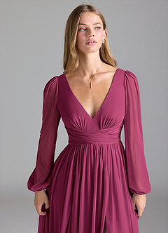 Azazie Norah Bridesmaid Dresses Mulberry A-Line Mesh Dress image7