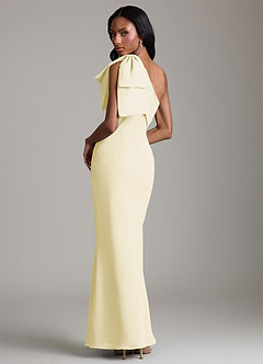 Azazie Yuanna Bridesmaid Dresses Lemon Sorbet Mermaid One Shoulder Chiffon Dress image2