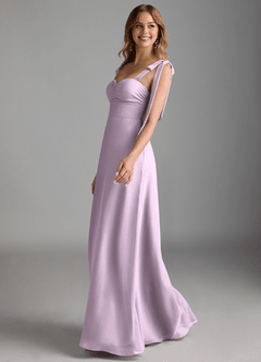 Azazie Lizet Bridesmaid Dresses Frosted Lilac A-Line Sweetheart Neckline Chiffon Dress image4