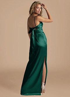 Azazie Mai Vente Finale Robe Fourreau en Satiné métallisé Plissée Auburn image4