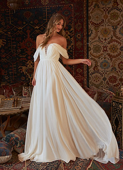Azazie Fawn Wedding Dresses A-Line Sweetheart Sequins Chiffon Sweep Train Dress image6