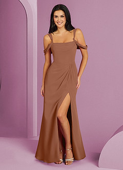 Barbie ♥ Azazie Jurken voor bruidsmeisjes Jurk van Chiffon met A-Lijn Off the Shoulder Bronzeertint image1