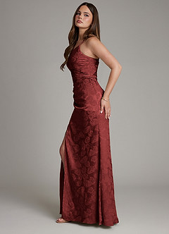 Azazie Mishka Vestidos de damas de honor Vestido de Jacquard Color óxido de Jacquard Floral de Corte Recto con Hombro unilateral image6