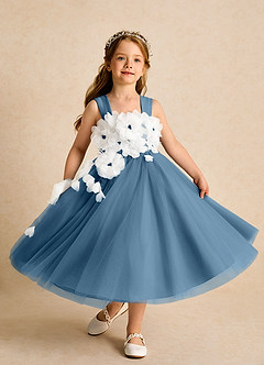 Azazie Dovey Abiti da Ragazza di Fiori Abito Principessa in Tulle Fiocco Bermuda image4