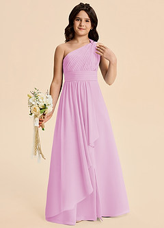 Azazie Skye Junior Candy Pink A-Line Pleated Chiffon Dress image1