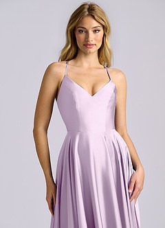 Azazie Truce Bridesmaid Dresses Frosted Lilac A-Line Stretch Satin Dress image7