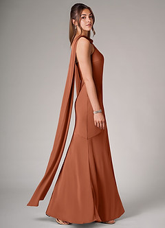 Azazie Kinsley Bridesmaid Dresses Cedar Rose Mermaid Side Slit Stretch Satin Dress image6
