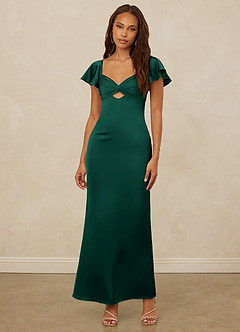 Christian Siriano Bridal for Azazie 1005 Bridesmaid Dresses Emerald Sheath Sweetheart Neckline Stretch Satin Dress image4