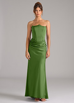 Azazie Debby Bridesmaid Dresses Basil Mermaid Strapless Stretch Satin Convertible Dress image5