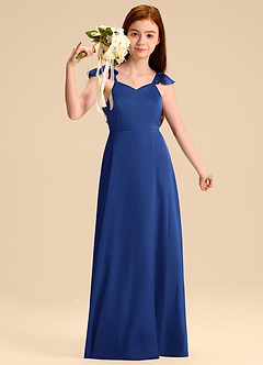 Azazie Everett Junior Klä av A-Line i Stretch Satin Rosett image5