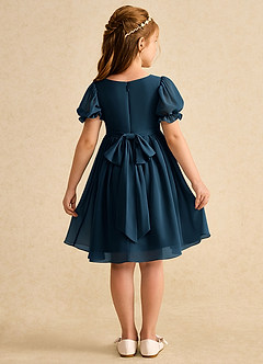 Azazie Jolie Blumenmädchenkleider A-Linie mit ärmel Chiffon Kleid Dunkelmarine image2