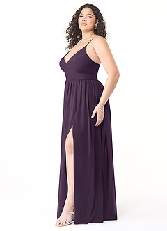 Azazie Aaida Bridesmaid Dresses Plum A-Line Corset Chiffon Dress image9