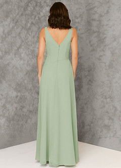 Azazie Kori Bridesmaid Dresses Dusty Sage A-Line Pleated Chiffon Dress image2