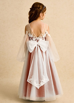 Azazie Zimi Flower Girl Dresses Burnt Orange Ball-Gown Sweetheart Neckline Tulle Dress image8