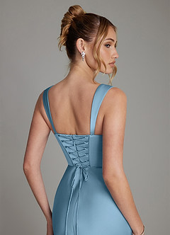 Azazie Agustina Robes de demoiselle d'honneur Robe Sirène en Satin extensible Corset Acier Bleuté image6