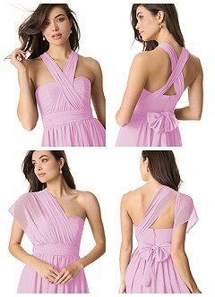 Azazie Olani Vestidos de damas de honor Vestido de Rosa Caramelo de Gasa de Corte en A Convertible con Vestidos sin tirantes image8