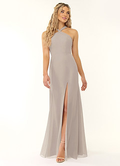 Azazie Rue Bridesmaid Dresses Frost A-Line Halter Chiffon Dress image1