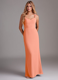 Azazie Denice Bridesmaid Dresses Sunset Sheath Pleated Chiffon Dress image1