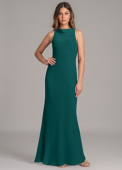 Azazie Allettie Robes de demoiselle d'honneur Robe Sirène en Mousseline de soie Paon image1