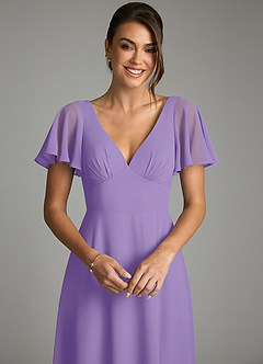 Azazie Kimber Bridesmaid Dresses Tahiti A-Line Flounce Sleeve Chiffon Dress image7