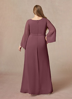 Azazie Belinda Mother of the Bride Dresses Sangria A-Line V-Neck Pleated Chiffon Dress image7